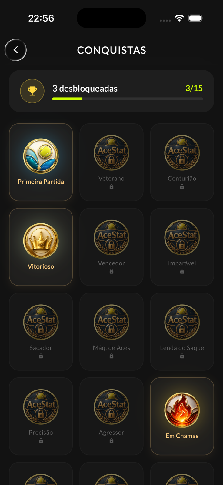 Conquistas e badges do AceStat
